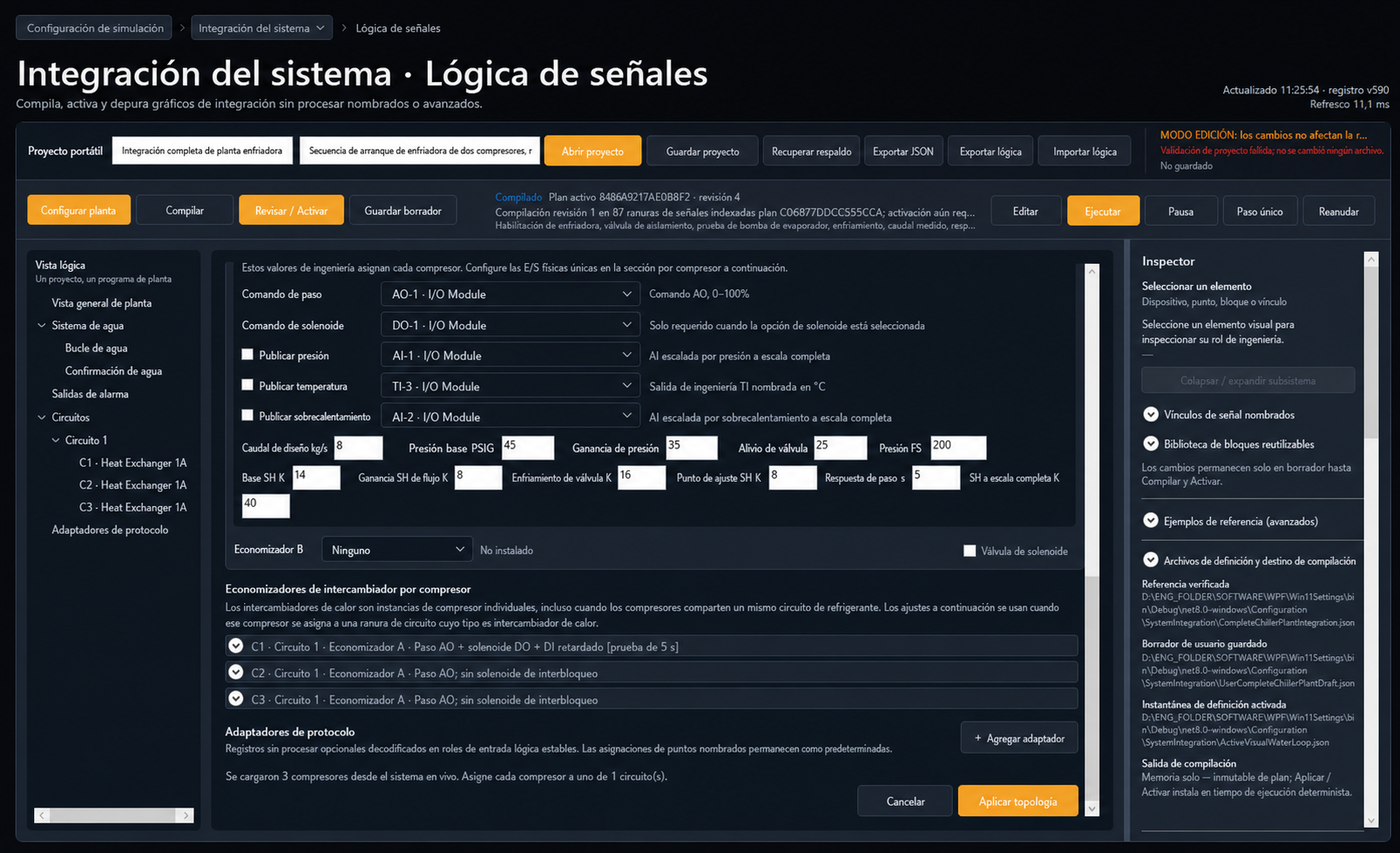 Configurar la planta integrada