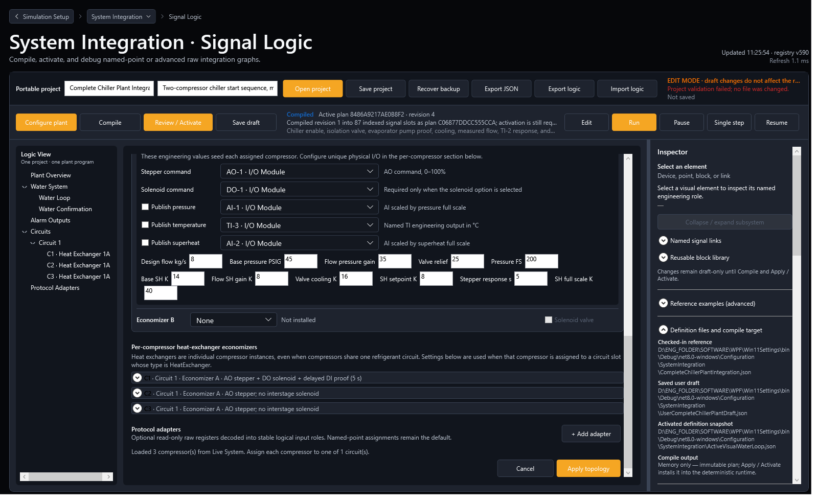 Configure the integrated plant