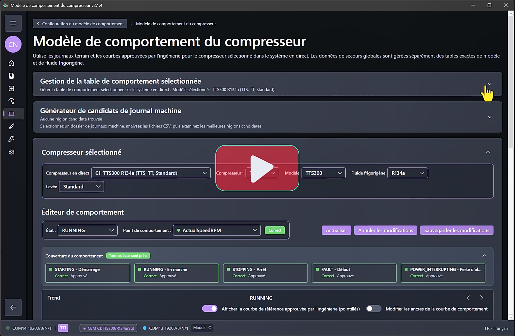 Journaux, tendances CSV et courbes